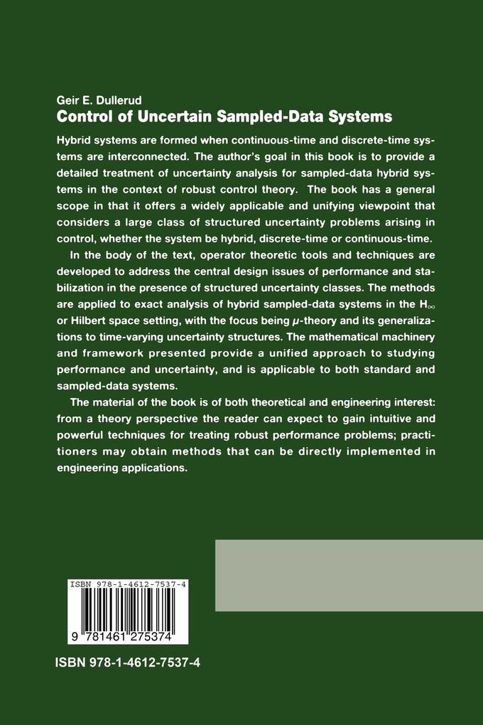 Weitere Ansicht: Control of Uncertain Sampled-Data Systems | Geir E. Dullerud