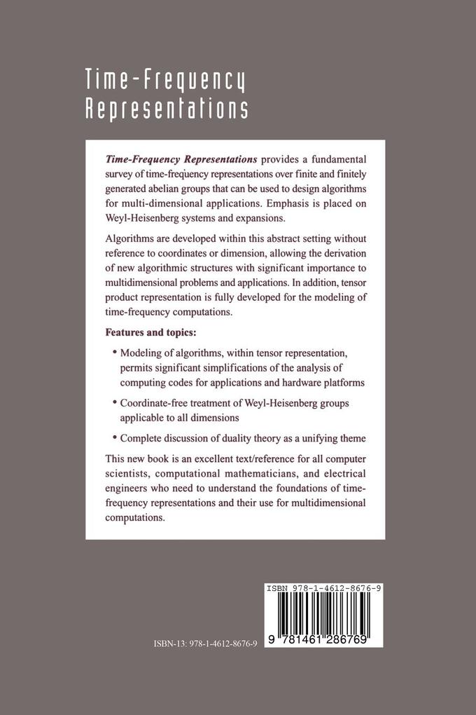 Weitere Ansicht: Time-Frequency Representations | Myoung An, Richard Tolimieri