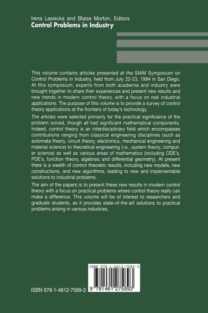Weitere Ansicht: Control Problems in Industry