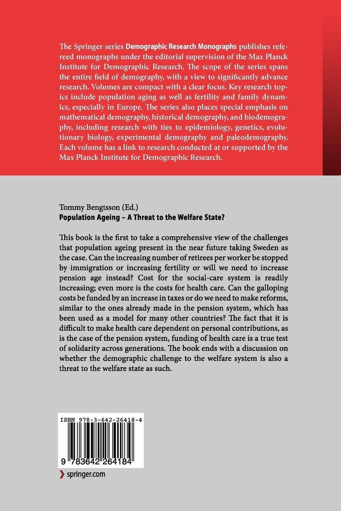 Weitere Ansicht: Population Ageing - A Threat to the Welfare State?