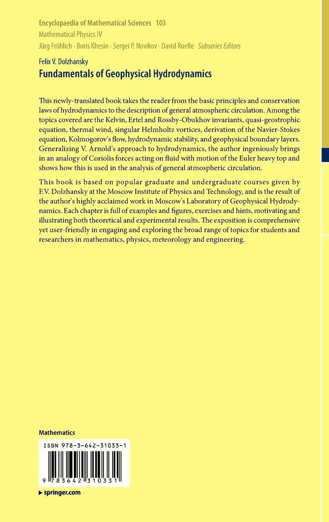 Weitere Ansicht: Fundamentals of Geophysical Hydrodynamics | Felix V. Dolzhansky