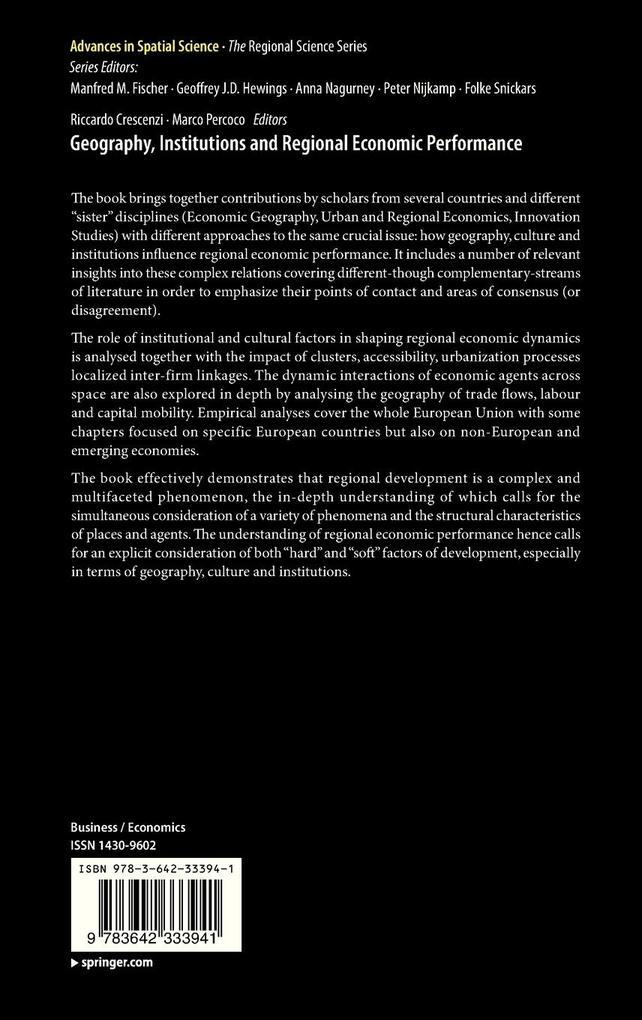 Weitere Ansicht: Geography, Institutions and Regional Economic Performance