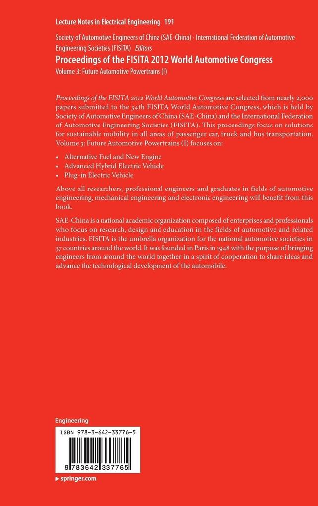 Weitere Ansicht: Proceedings of the FISITA 2012 World Automotive Congress