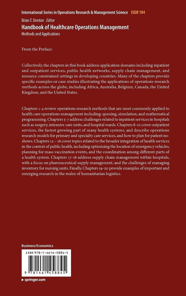 Weitere Ansicht: Handbook of Healthcare Operations Management