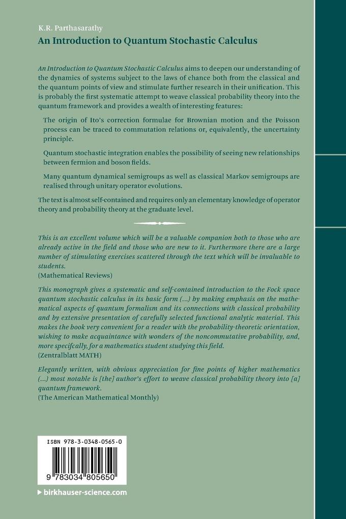 Weitere Ansicht: An Introduction to Quantum Stochastic Calculus | K.R. Parthasarathy
