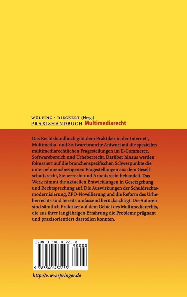 Weitere Ansicht: Praxishandbuch Multimediarecht | Thomas Wülfing, Ulrich Dieckert