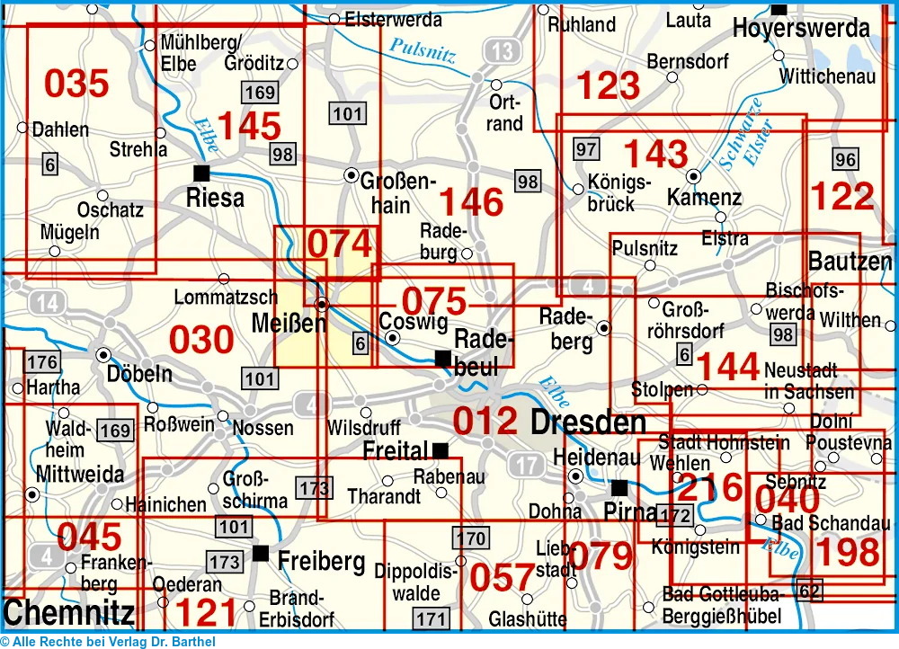 Weitere Ansicht: Meißen und Umgebung 1 : 20 000. Wander- und Radwanderkarte