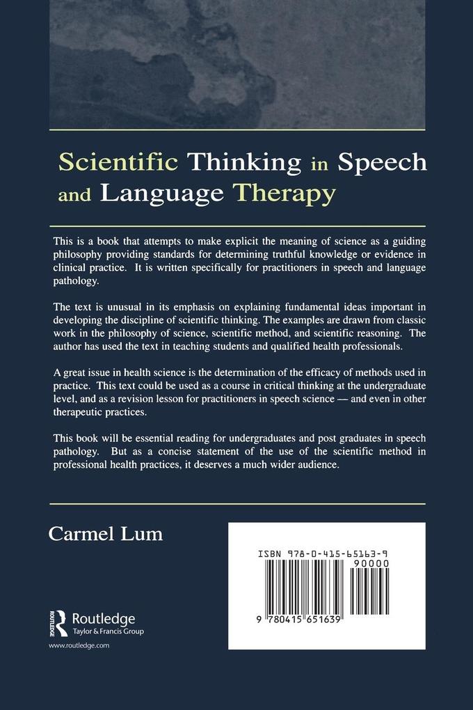 Weitere Ansicht: Scientific Thinking in Speech and Language Therapy | Carmel Lum