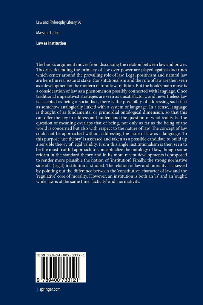 Weitere Ansicht: Law as Institution | Massimo La Torre