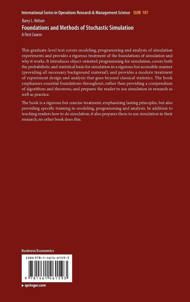 Weitere Ansicht: Foundations and Methods of Stochastic Simulation | Barry Nelson