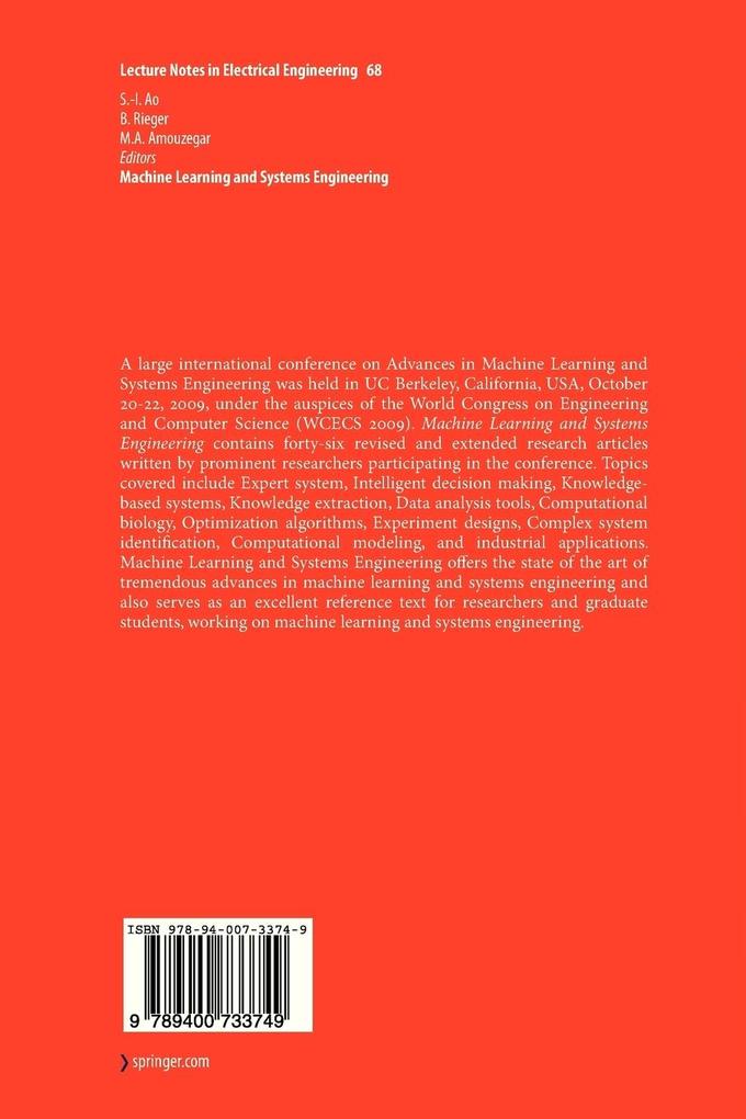 Weitere Ansicht: Machine Learning and Systems Engineering