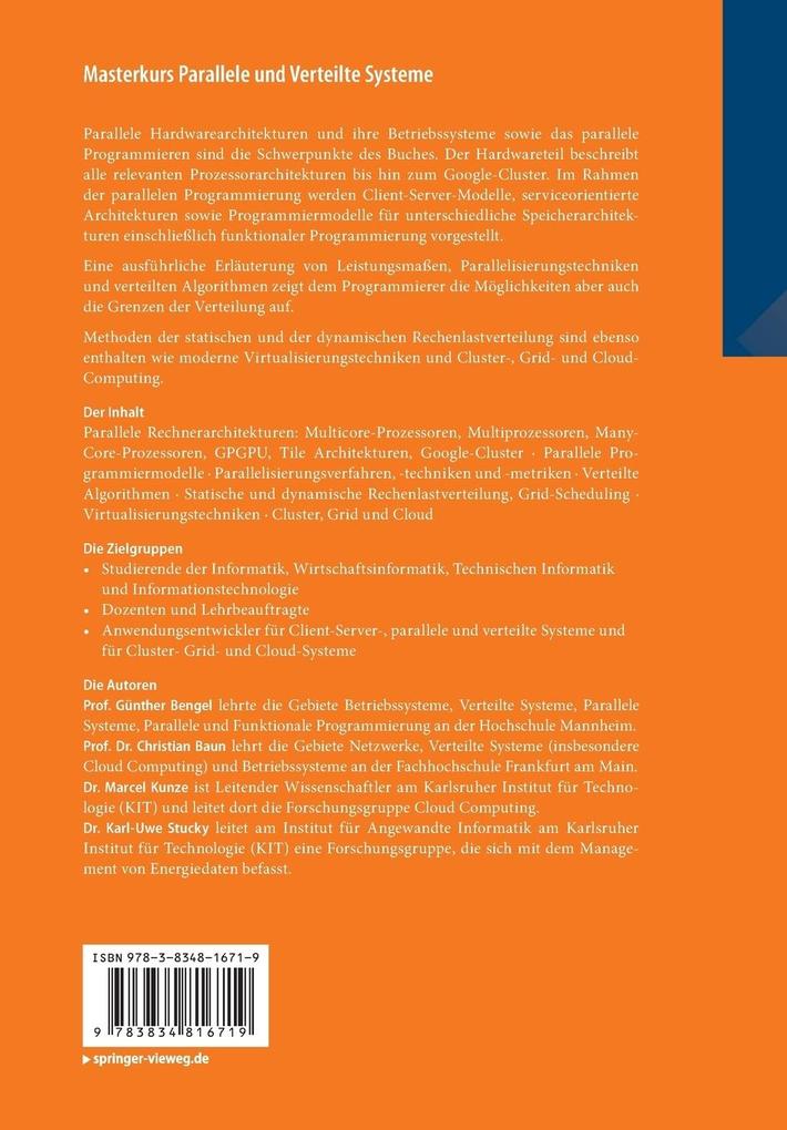 Weitere Ansicht: Masterkurs Parallele und Verteilte Systeme | Günther Bengel, Christian Baun, Marcel Kunze, Karl-Uwe Stucky