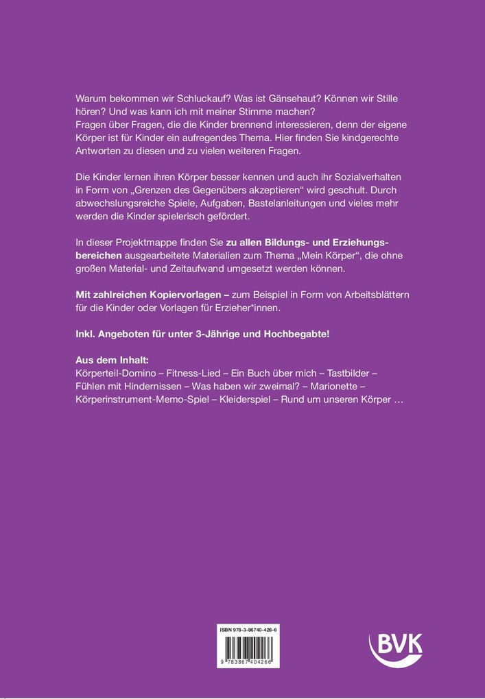 Weitere Ansicht: Projektmappe Kita aktiv: Mein Körper | Sonja Zeletzki