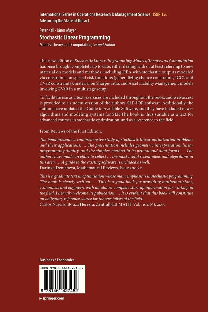 Weitere Ansicht: Stochastic Linear Programming | Peter Kall, János Mayer