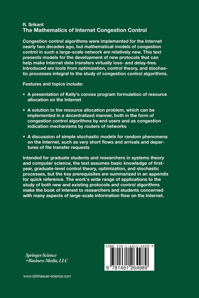 Weitere Ansicht: The Mathematics of Internet Congestion Control | Rayadurgam Srikant