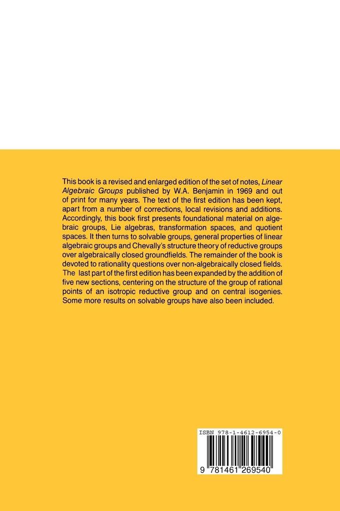 Weitere Ansicht: Linear Algebraic Groups | Armand Borel