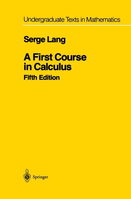 Weitere Ansicht: A First Course in Calculus | Serge Lang
