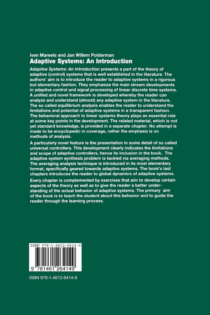 Weitere Ansicht: Adaptive Systems | Iven Mareels, Jan Willem Polderman