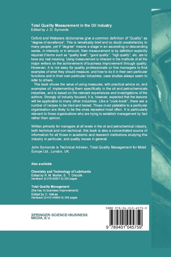 Weitere Ansicht: Total Quality Measurement in the Oil Industry