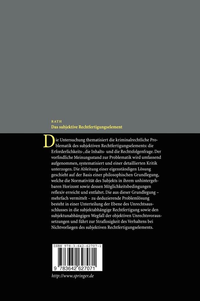 Weitere Ansicht: Das subjektive Rechtfertigungselement | Jürgen Rath