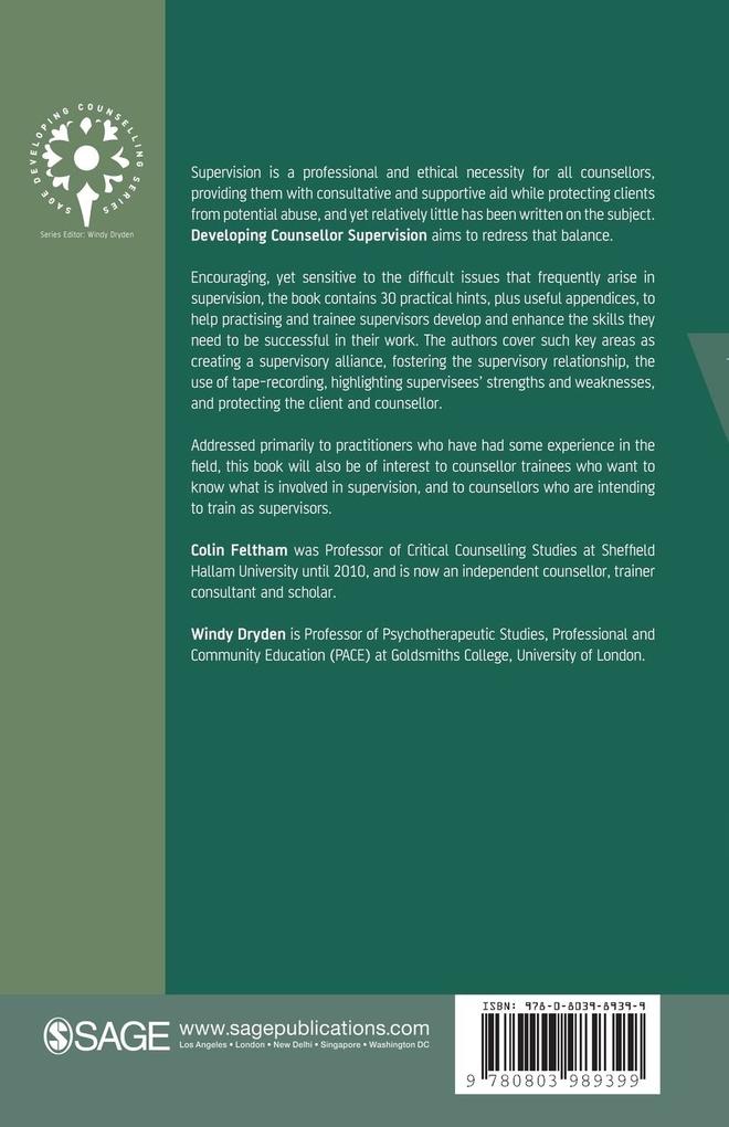 Weitere Ansicht: Developing Counsellor Supervision | Colin Feltham, Windy Dryden