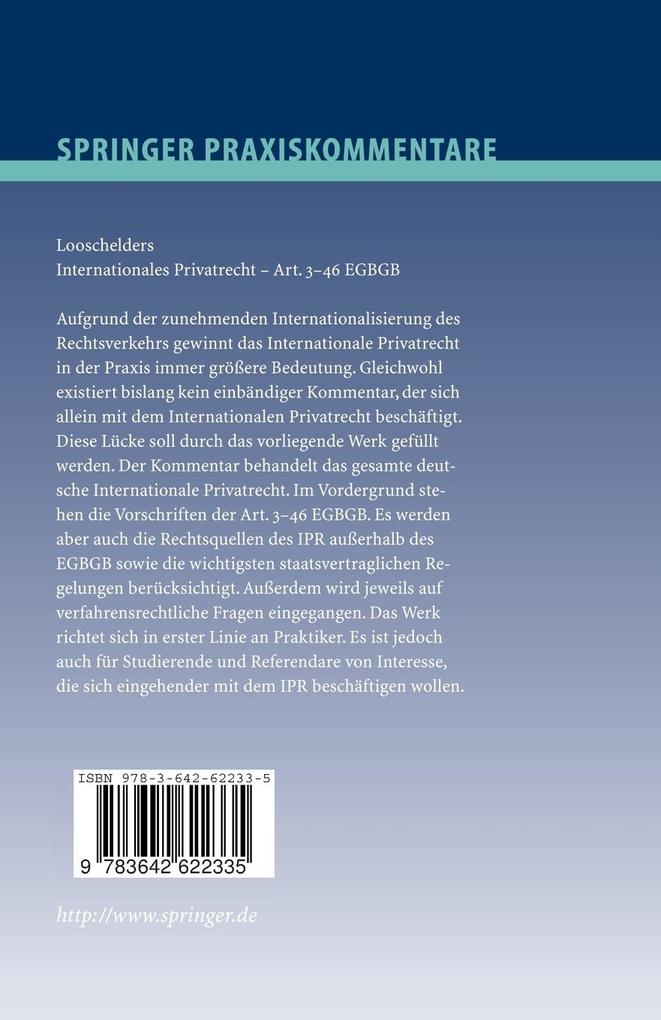 Weitere Ansicht: Internationales Privatrecht - Art. 3-46 EGBGB | Dirk Looschelders