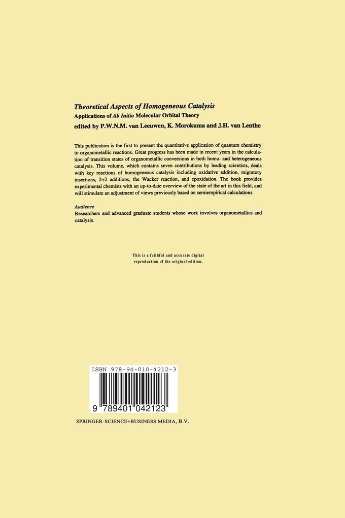 Weitere Ansicht: Theoretical Aspects of Homogeneous Catalysis