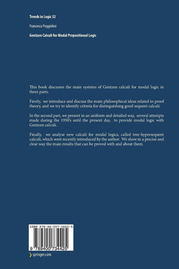 Weitere Ansicht: Gentzen Calculi for Modal Propositional Logic | Francesca Poggiolesi