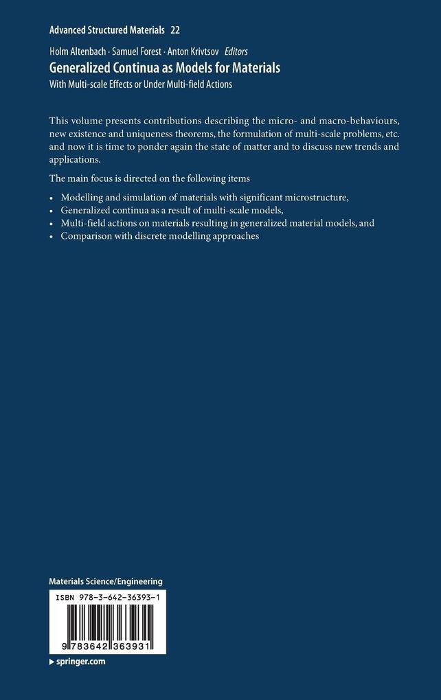 Weitere Ansicht: Generalized Continua as Models for Materials