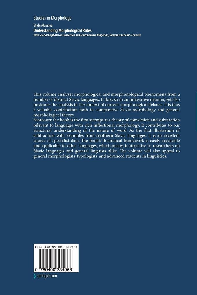 Weitere Ansicht: Understanding Morphological Rules | Stela Manova