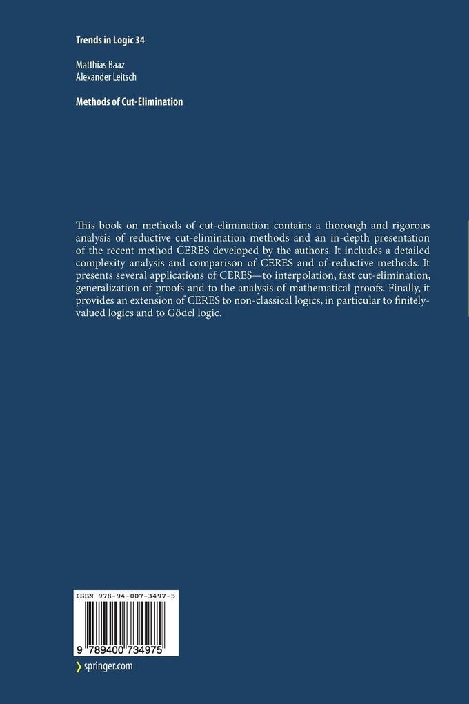 Weitere Ansicht: Methods of Cut-Elimination | Matthias Baaz, Alexander Leitsch