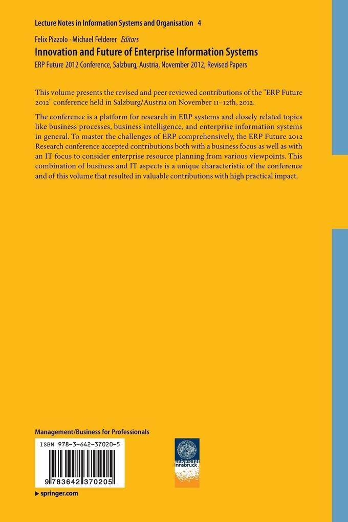 Weitere Ansicht: Innovation and Future of Enterprise Information Systems