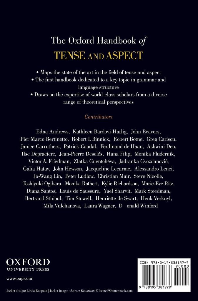 Weitere Ansicht: The Oxford Handbook of Tense and Aspect | Binnick