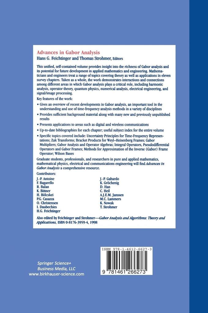 Weitere Ansicht: Advances in Gabor Analysis