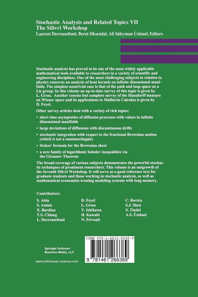 Weitere Ansicht: Stochastic Analysis and Related Topics VII
