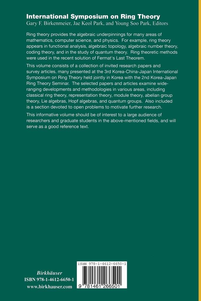 Weitere Ansicht: International Symposium on Ring Theory