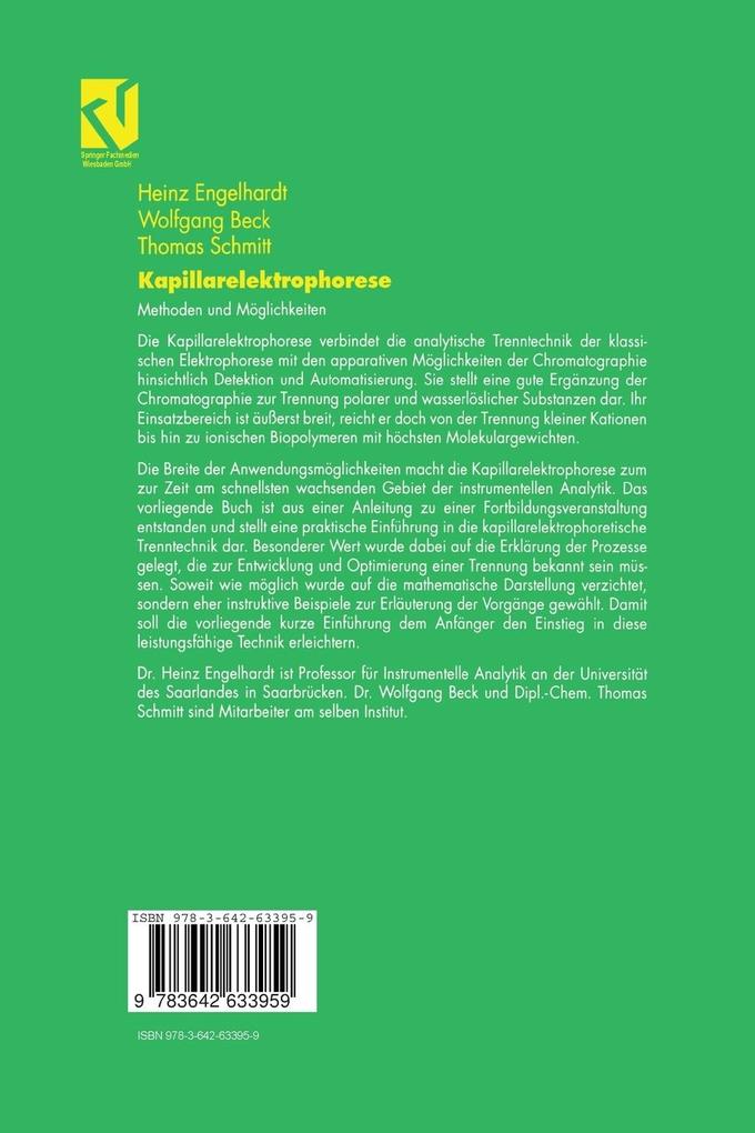 Weitere Ansicht: Kapillarelektrophorese | Wolfgang Beck, Heinz Engelhardt, Thomas Schmitt