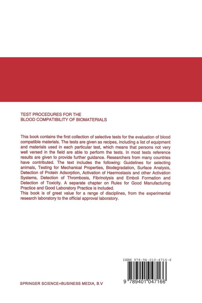 Weitere Ansicht: Test Procedures for the Blood Compatibility of Biomaterials