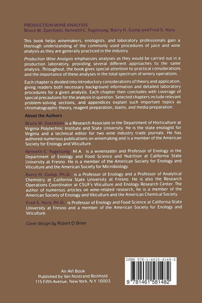 Weitere Ansicht: Production Wine Analysis | Bruce W. Zoecklein