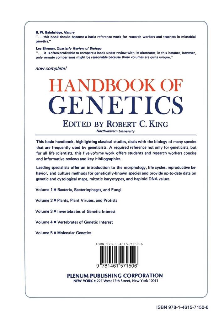 Weitere Ansicht: Handbook of Genetics | Robert King