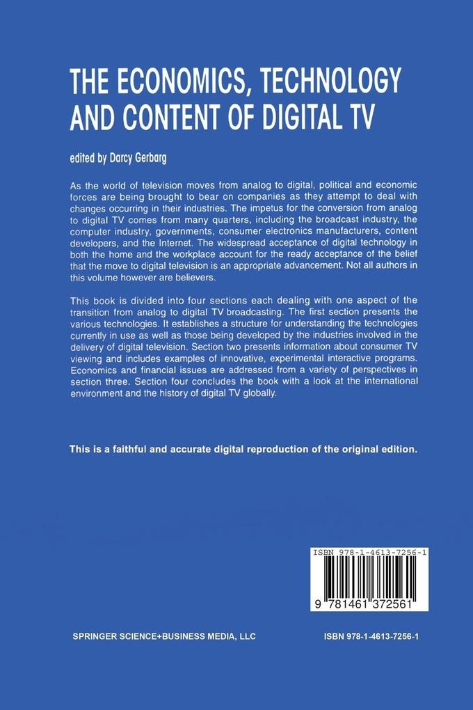 Weitere Ansicht: The Economics, Technology and Content of Digital TV