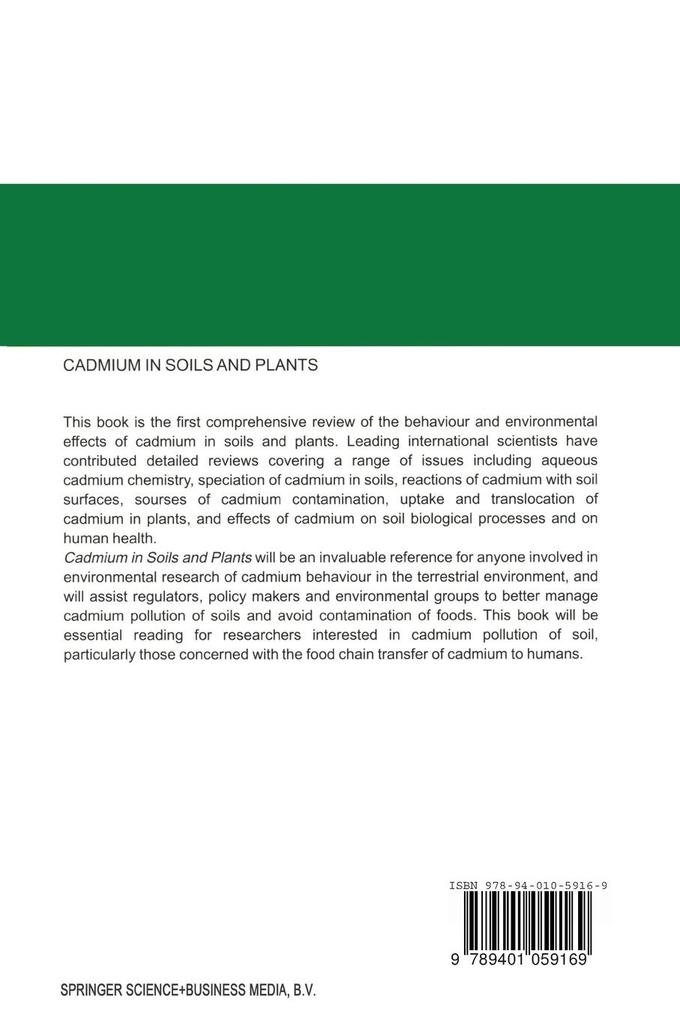 Weitere Ansicht: Cadmium in Soils and Plants