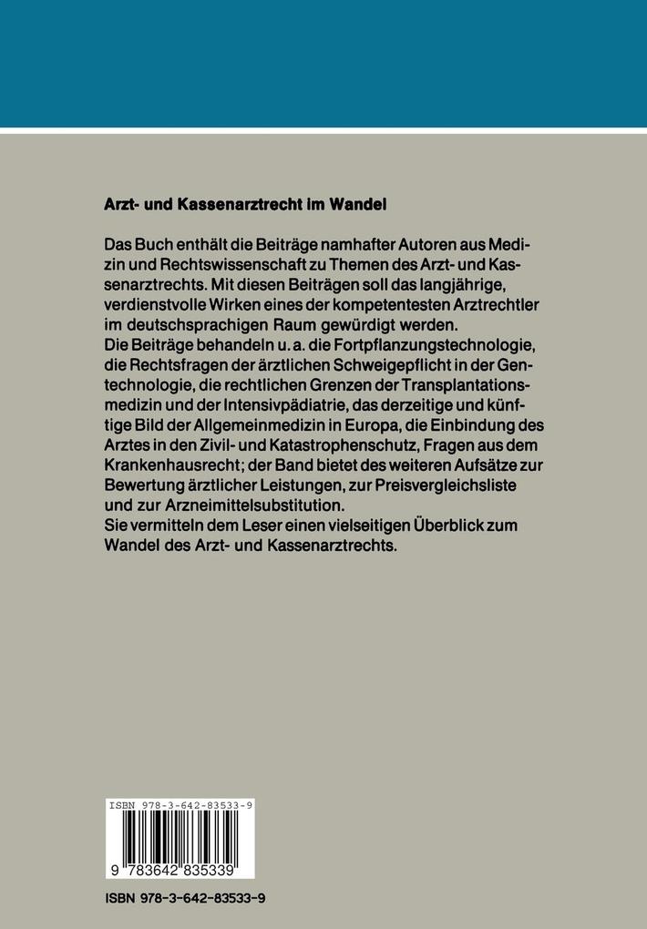 Weitere Ansicht: Arzt- und Kassenarztrecht im Wandel