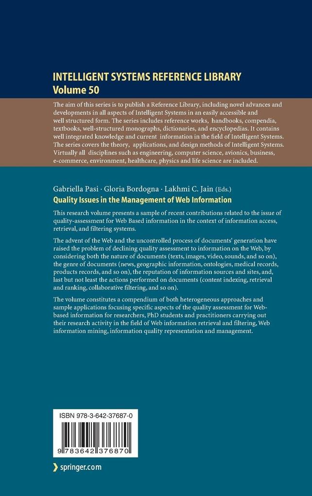 Weitere Ansicht: Quality Issues in the Management of Web Information