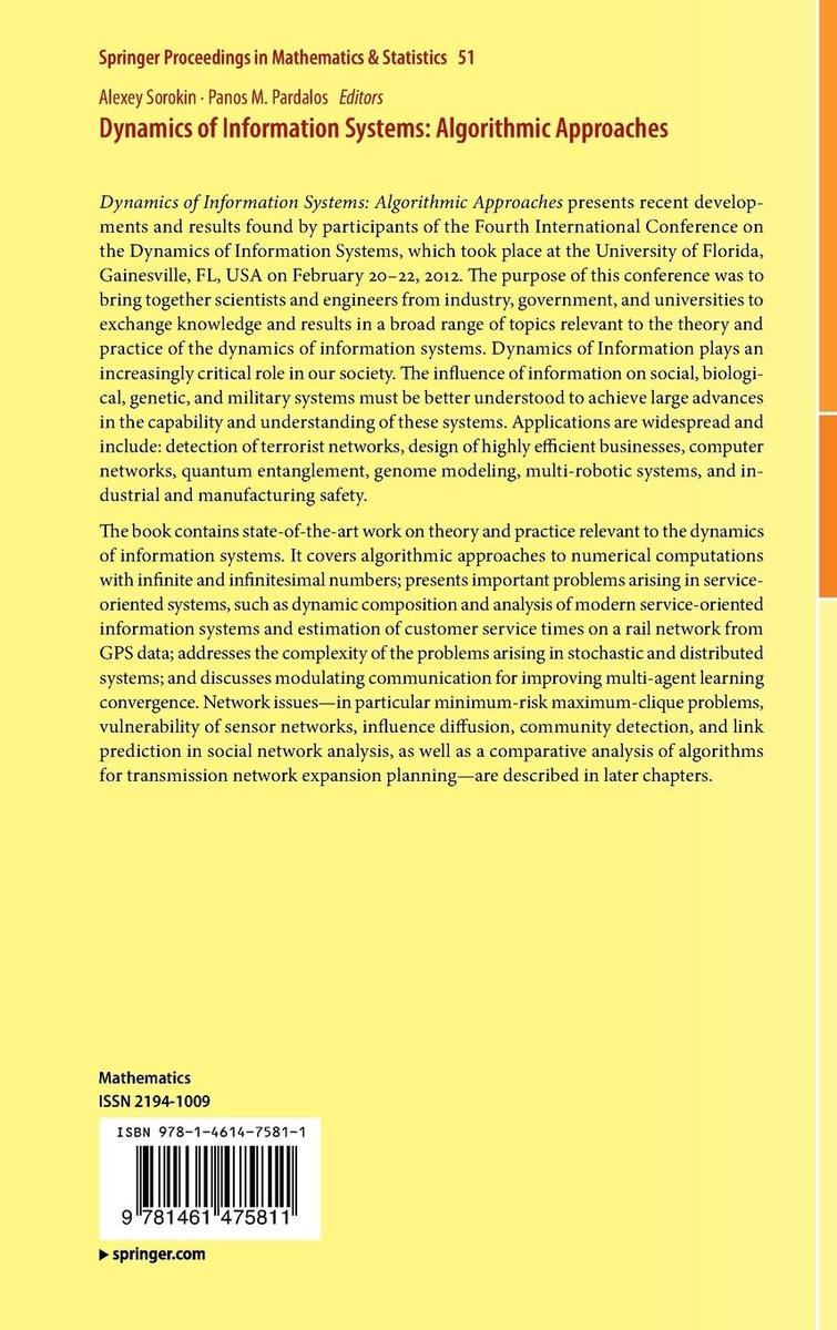 Weitere Ansicht: Dynamics of Information Systems: Algorithmic Approaches