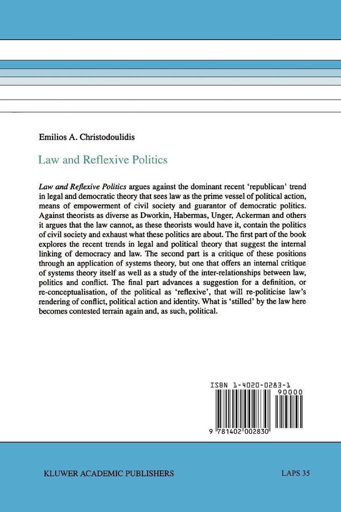 Weitere Ansicht: Law and Reflexive Politics | E. A. Christodoulidis