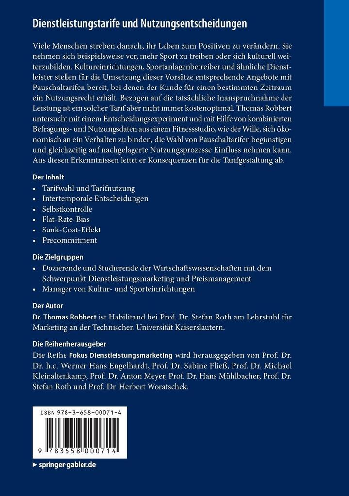 Weitere Ansicht: Dienstleistungstarife und Nutzungsentscheidungen | Thomas Robbert