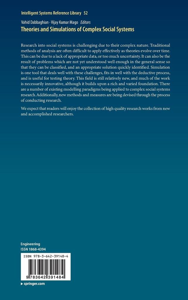 Weitere Ansicht: Theories and Simulations of Complex Social Systems