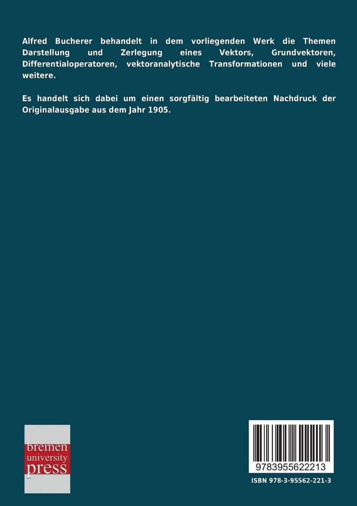 Weitere Ansicht: Elemente der Vektor-Analysis | Alfred Heinrich Bucherer