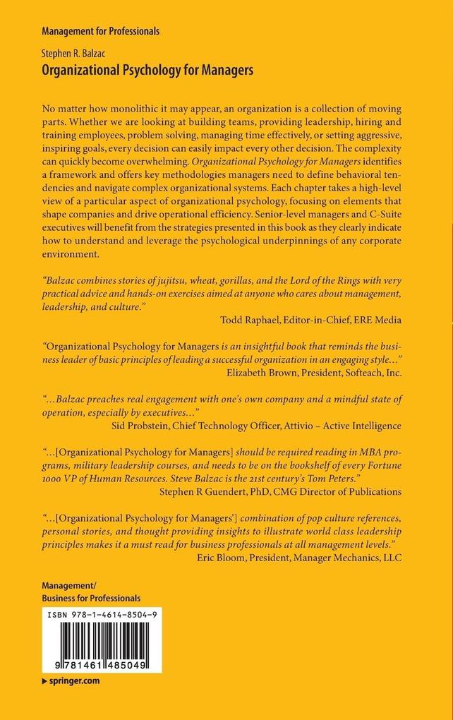 Weitere Ansicht: Organizational Psychology for Managers | Stephen R. Balzac